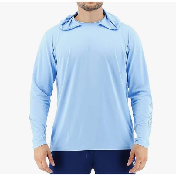 TYR Men's Long Sleeve Sun Protection Performance Hoodie Shirt UPF 50+ Size Large - Picture 1 of 5